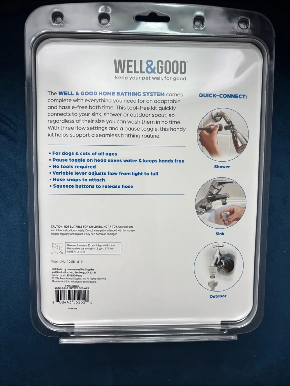 White Home Bathing System - Hose Attachment for Showers & Sinks